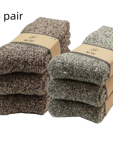 Winter Men'S Merino Wool Socks Super Thick Warm High Quality Harajuku Retro Snow Casual Antifreeze Cashmere Socks Men 3 Pair
