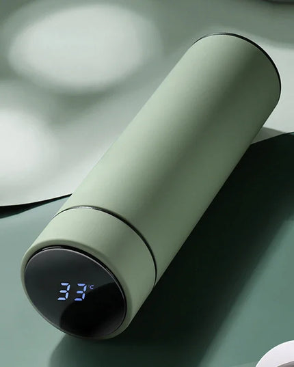 500ml Stainless Steel Vacuum Thermal Water Bottle with Digital Temperature Display - Leakproof Frosted Thermos for Coffee and Milk