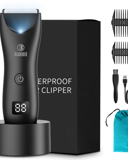 Men's Professional Groin Hair Trimmer and Body Grooming Clipper - Rechargeable Ceramic Shaver and Bikini Epilator