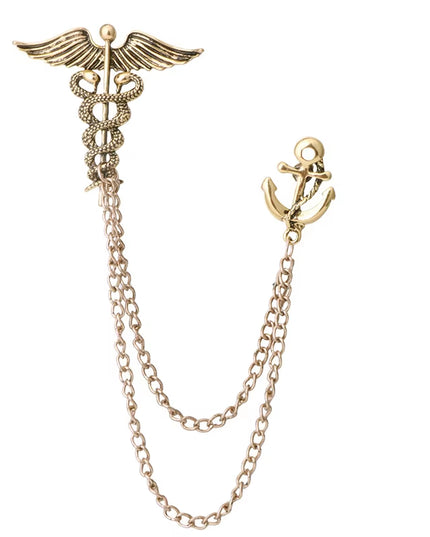 New Retro Snake Animal Brooch Angel Wings Tassel Chain Lapel Pins Suit Collar Pin Badge Shirt Brooches for Men Accessories