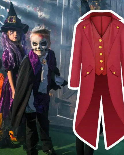 Joker Costume for Men Pirate Jacket Men Steampunk Coat Tailcoat Lightweight for Halloween Photos Vampires Boys Aged 6-14 Kids