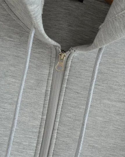 Winter New Women'S Zipper Hoodie High Street Unisex Style Double Pockets Oversize Loose Sweatshirts Outerwear Top