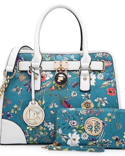 Women Structured Handbags Top Handle Satchel Purse Shoulder Bag Briefcase Hobo Bag Set 2Pcs