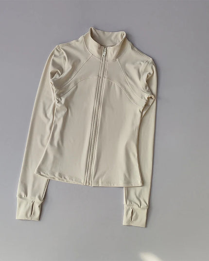 Yoga Suit Women'S High-End Standing Collar Long Sleeved Sports Jacket Running Training Fitness Top Windproof Running Suit