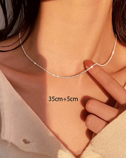Silver Color Sparkling Necklace for Women Trendy Clavicle Chain Choker Girls Korean Wedding Party Jewelry Accessories