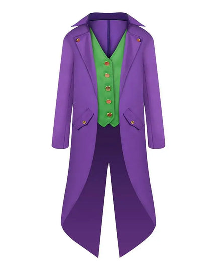 Joker Costume for Men Pirate Jacket Men Steampunk Coat Tailcoat Lightweight for Halloween Photos Vampires Boys Aged 6-14 Kids