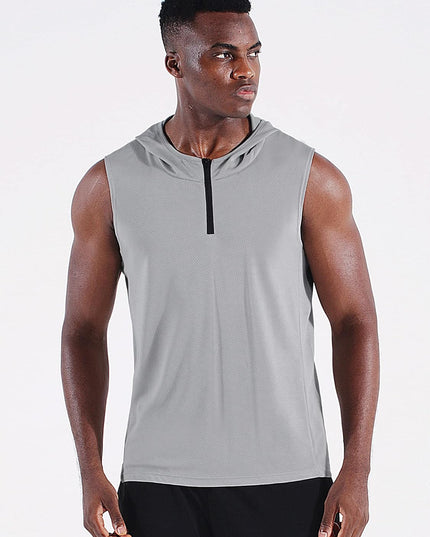 Men'S Running Tank Tops 3 Pack Sleeveless Workout Athletic Shirts with Hoods