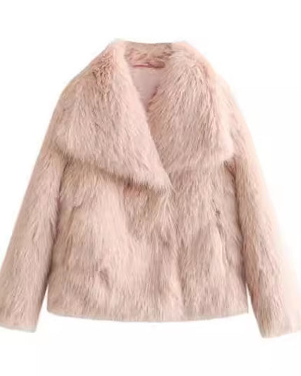 Winter Plush Coat Fashion Thicken Lapel Outwear Casual Long Sleeve Tops Womens Clothing