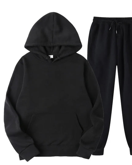 New Men Set Spring Autumn Fashion Mens Tracksuit Cotton Comfortable Two Piece Casual Sportswear Set Male Hoodies + Pants Solid
