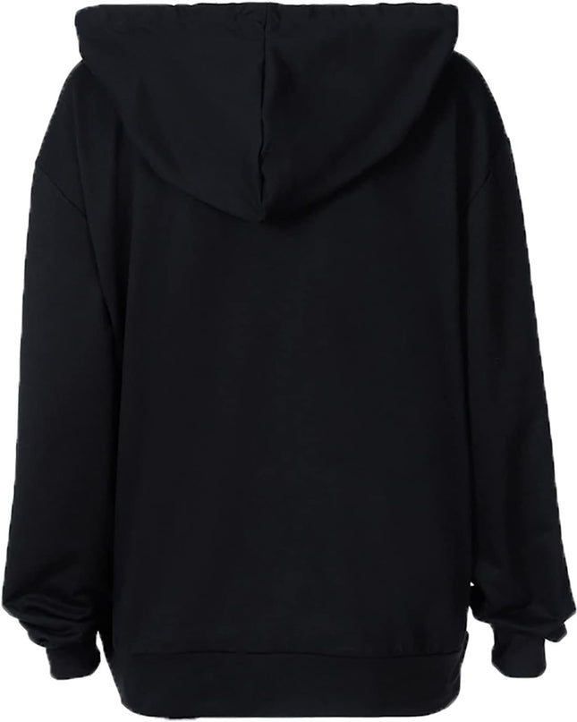 Women'S Gothic Hoodie Sweatshirt, Fashion Long Sleeve Loose Fit Comfy Pocket Butterfly Print Full Zip Hooded Coat Tops