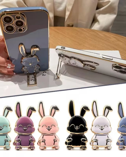 Finger Ring Phone Holder Desktop Ultra-Thin Cartoon Rabbit Phone Stand Foldable Buckle Adhesive Pull Rod Support Frame