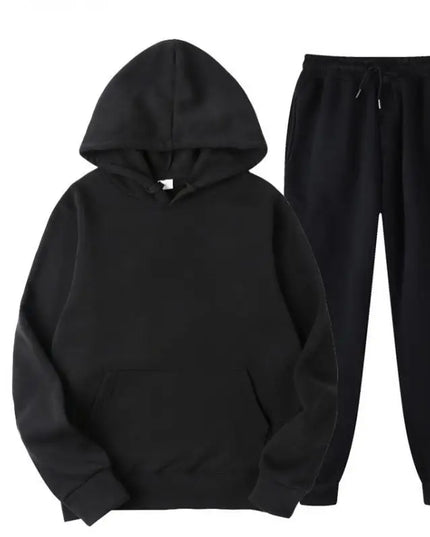 New Men Set Spring Autumn Fashion Mens Tracksuit Cotton Comfortable Two Piece Casual Sportswear Set Male Hoodies + Pants Solid