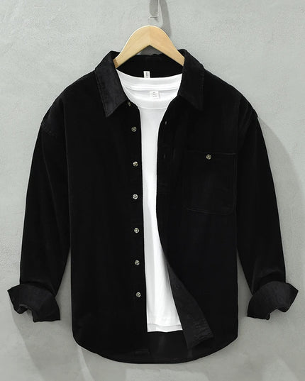 New Italy Quality Corduroy Cotton Shirt Men Brand Trend Thickness Long Sleeve Comfortable Tops Clothing Chemise Homme Drop-Ship