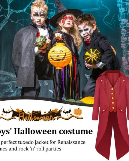 Joker Costume for Men Pirate Jacket Men Steampunk Coat Tailcoat Lightweight for Halloween Photos Vampires Boys Aged 6-14 Kids