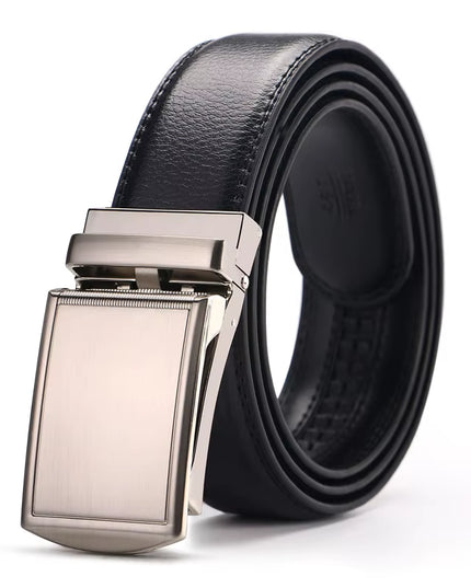 Men'S Ratchet Click Belt Genuine Leather Dress Belt for Men Jeans Holeless Automatic Sliding Buckle Black Brown Belts Cin