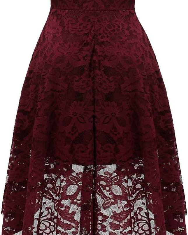 Women Halter Lace Wedding Guest Dress Hi-Lo Cocktail Party Bridesmaid Formal Dresses