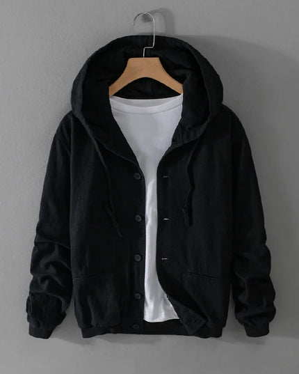 New Designer Italy Quality Linen Hooded Jacket for Men Casual Trend Spring Autumn Outerwear Blazer Top Clothes Chaquetas Jaqueta