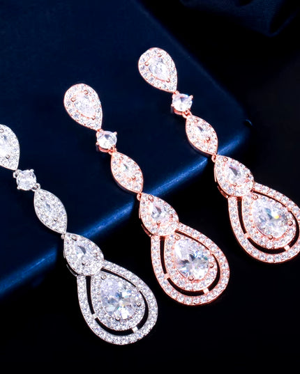Pera Delicate Shiny White Cubic Zirconia Silver Color Long Water Drop Dangle Earrings for Ladies Costume Prom Party Jewelry E613