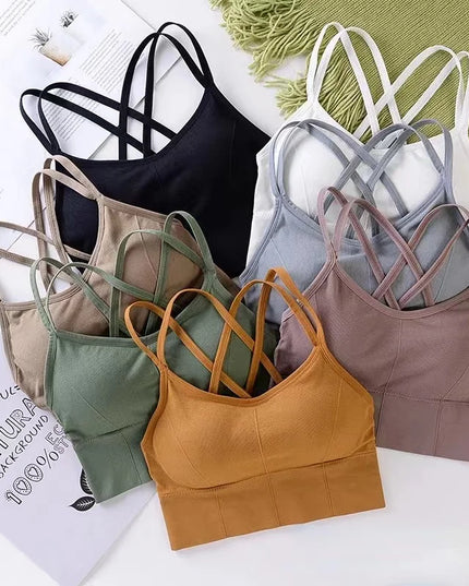 Sexy Women Tops Back Cross Strap Tank Top Push up Running Sports Bra Breathable Soft Fitness Beauty Solid Color Yoga Bra