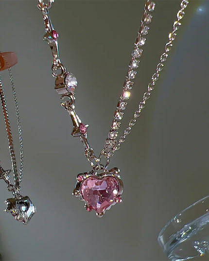 Star Zircon Pendant Necklace for Women Luxury Sweet Cool Girl Punk Heart Clavicle Chain New Fashion Jewelry Party Gift