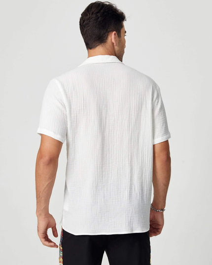 Manfinity Modagents Men Cotton Solid Textured Button Front Shirt