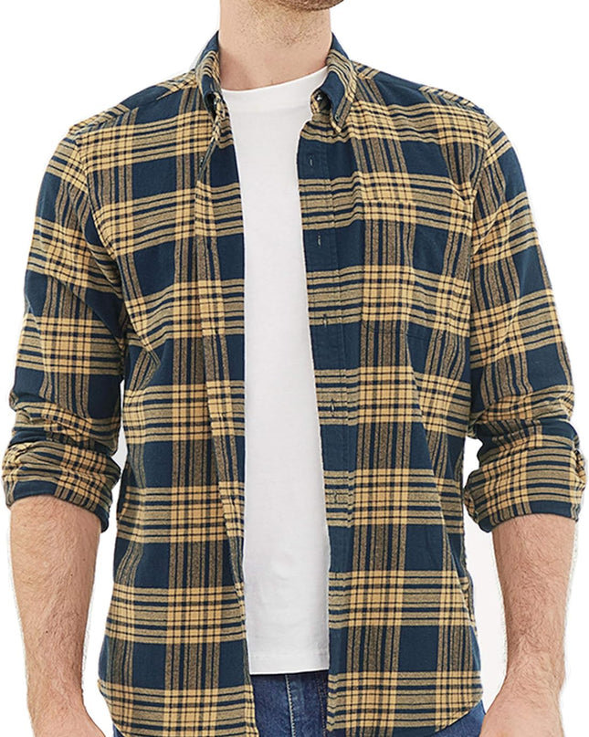 ® Flannel Shirt for Men Casual Button down Work Soft All Cotton Lightweight Flannel Mens Plaid Shirts Long Sleeve