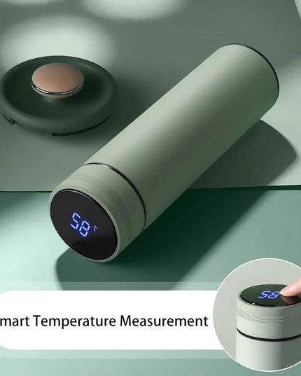 500ml Stainless Steel Vacuum Thermal Water Bottle with Digital Temperature Display - Leakproof Frosted Thermos for Coffee and Milk