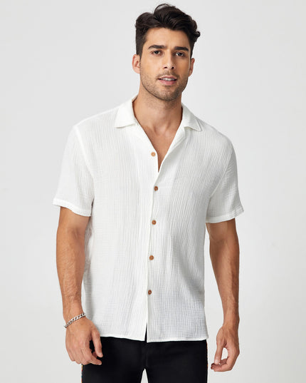 Manfinity Modagents Men Cotton Solid Textured Button Front Shirt
