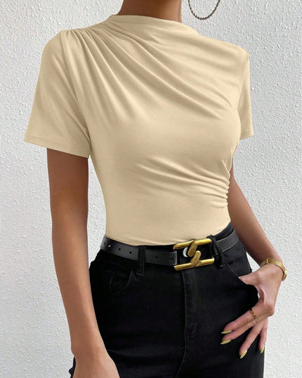 Rosydaze Ruched Mock Neck Tee