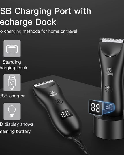 Men's Professional Groin Hair Trimmer and Body Grooming Clipper - Rechargeable Ceramic Shaver and Bikini Epilator