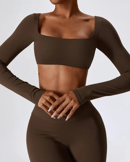Sexy Yoga Shirts Crop Top Long Sleeves Shirts for Women Yoga Sports Fitness Gym Clothes Workout Tops Sports Shirts