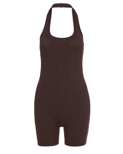 Women'S Sexy Backless Tank Top Bodycon Summer One Piece Halter Ribbed Sleeveless Bodysuit Rompers Short Jumpsuits