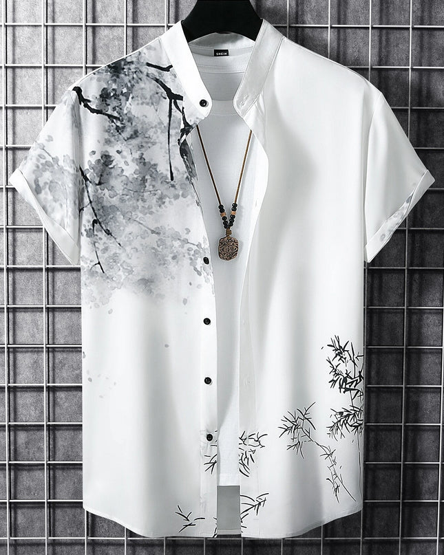 Manfinity RSRT Men Plants Print Button up Shirt without Tee