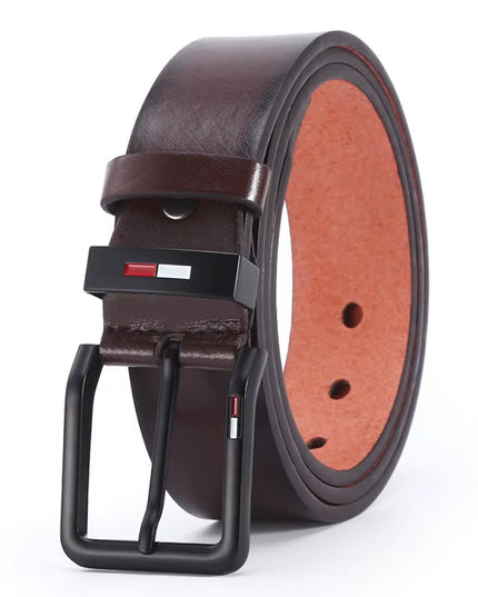 Men'S PU Leather Alloy Pin Square Buckle Belt Businessleisure Belts 2023 Fashion Black Coffee Brown Waistbelts for Men