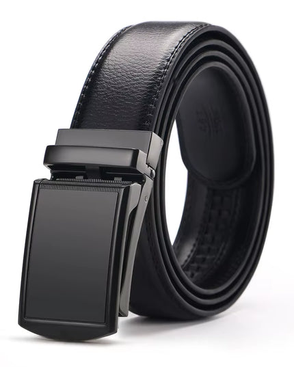 Men'S Ratchet Click Belt Genuine Leather Dress Belt for Men Jeans Holeless Automatic Sliding Buckle Black Brown Belts Cin