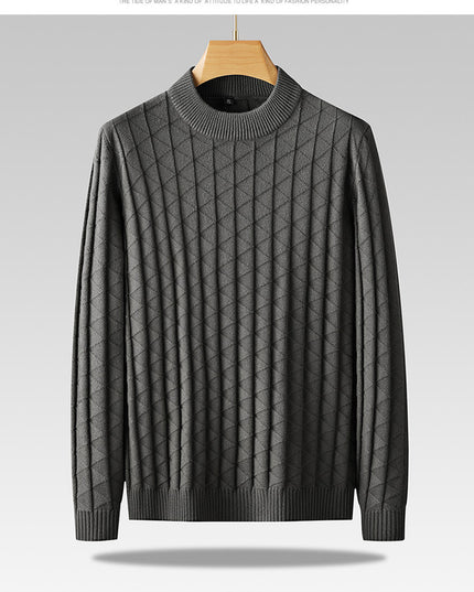 Men'S plus Size Knitted Sweater Loose round Neck Bottoming Shirt