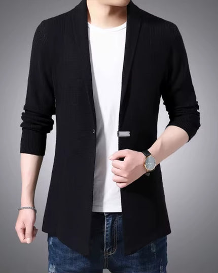 Cardigan Mens Sweaters Spring Autumn Men Casual Cardigan Jacket Man Solid Color Long Sweater Windbreaker Single Button Coats