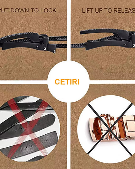 Men'S Ratchet Click Belt Genuine Leather Dress Belt for Men Jeans Holeless Automatic Sliding Buckle Black Brown Belts Cin