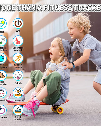 Kids Watch Fitness Tracker, Fitness Watches for Kids, Activity Tracker with Pedometers, Stopwatch, IP68 Waterproof, 11 Sport Modes Smart Watch for Kids Age 6-16 Years Old