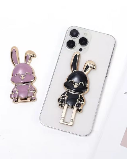 Finger Ring Phone Holder Desktop Ultra-Thin Cartoon Rabbit Phone Stand Foldable Buckle Adhesive Pull Rod Support Frame