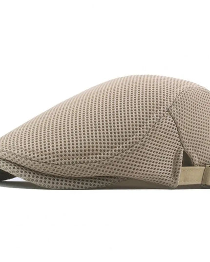 Hollow Breathable Mesh Men Beret Hat Adjustable Buckle Summer Autumn Sunscreen Men Cap Sport