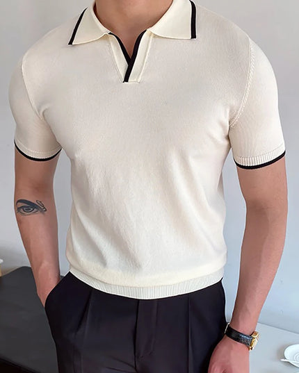 Summer Men Fashion Polo Shirts Short Sleeve Turn-Down Collar Patchwork Casual Polos Mens Clothing Male Tops Pullover Streetwear