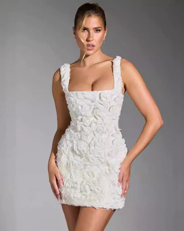 Women'S Graceful Tube Top Splicing Pullover Solid Color Flower Length Dress