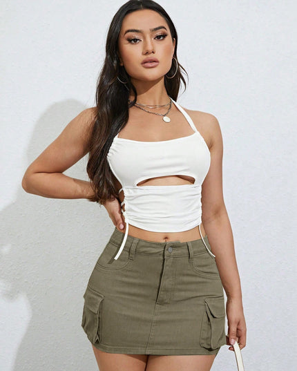 ICON Flap Pocket Side Cargo Denim Skirt