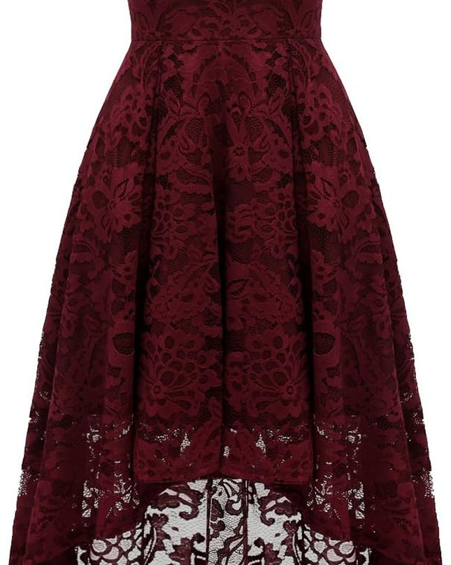 Women Halter Lace Wedding Guest Dress Hi-Lo Cocktail Party Bridesmaid Formal Dresses