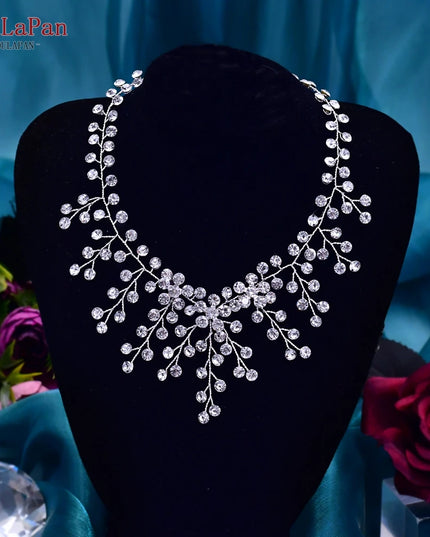TOPQUEEN Elegant Crystal Woman Necklace Bridal Clavicle Chain Choker Wedding Party Diamante Brides Jewelry Anniversary Gift HN01