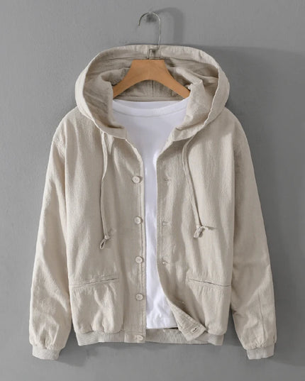 New Designer Italy Quality Linen Hooded Jacket for Men Casual Trend Spring Autumn Outerwear Blazer Top Clothes Chaquetas Jaqueta