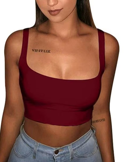 Sexy Women Solid Strappy Tank 2019 Vest Crop Top Summer Beach Party Sleeveless Slash Neck Tanks Woman Girls Bralette Tank Top