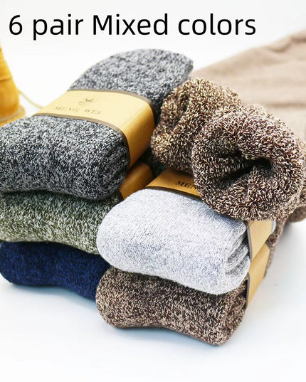 Winter Men'S Merino Wool Socks Super Thick Warm High Quality Harajuku Retro Snow Casual Antifreeze Cashmere Socks Men 3 Pair