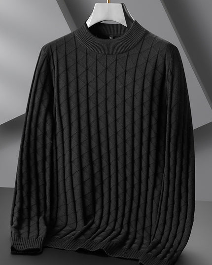 Men'S plus Size Knitted Sweater Loose round Neck Bottoming Shirt